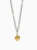 Collar plateado con corazón dorado CO2000G74