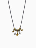 Collar plateado argollas y estrellas bicolores CO1990G61