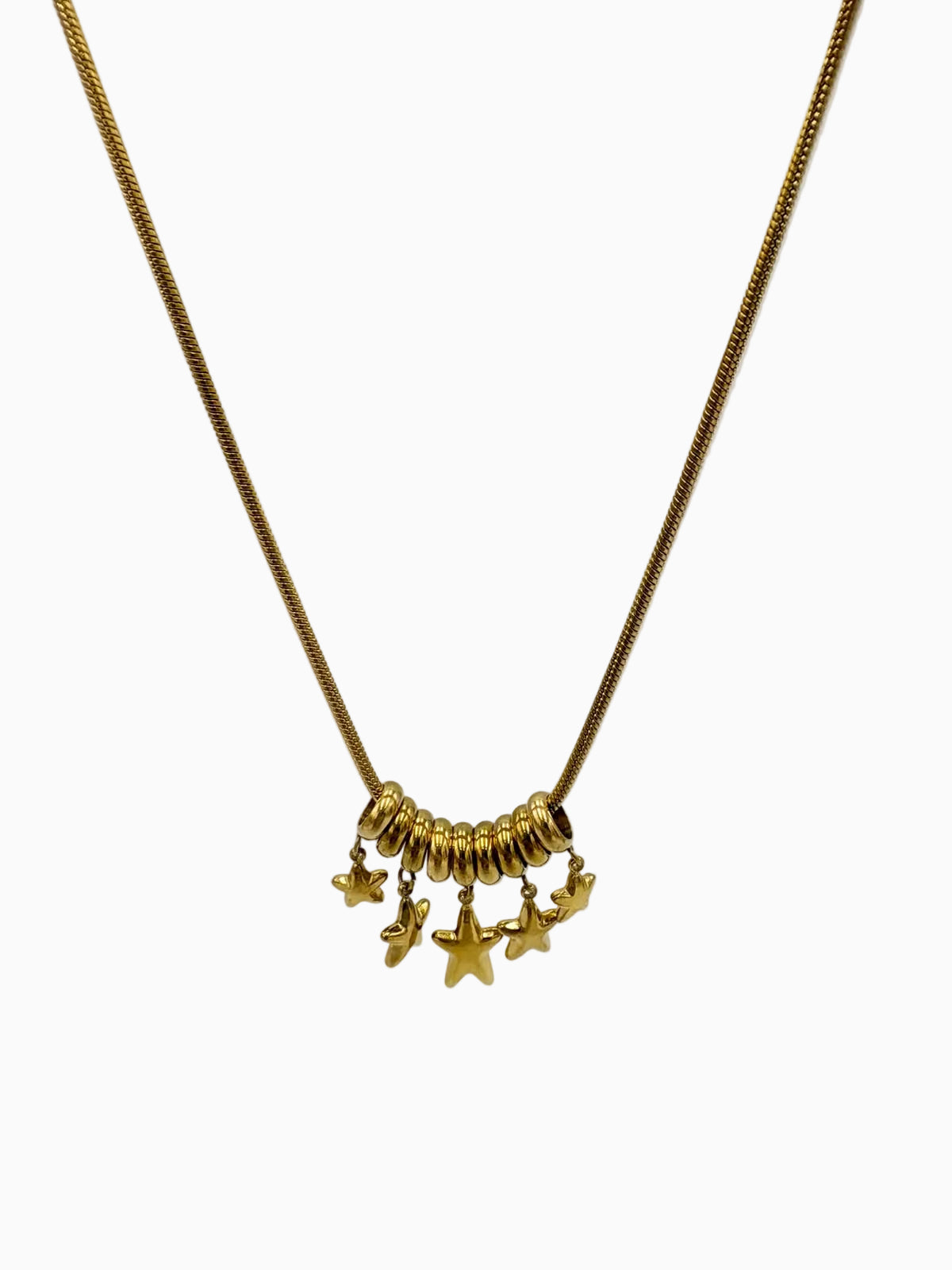 Collar de dije de argollitas y estrellas doradas CO1991G61