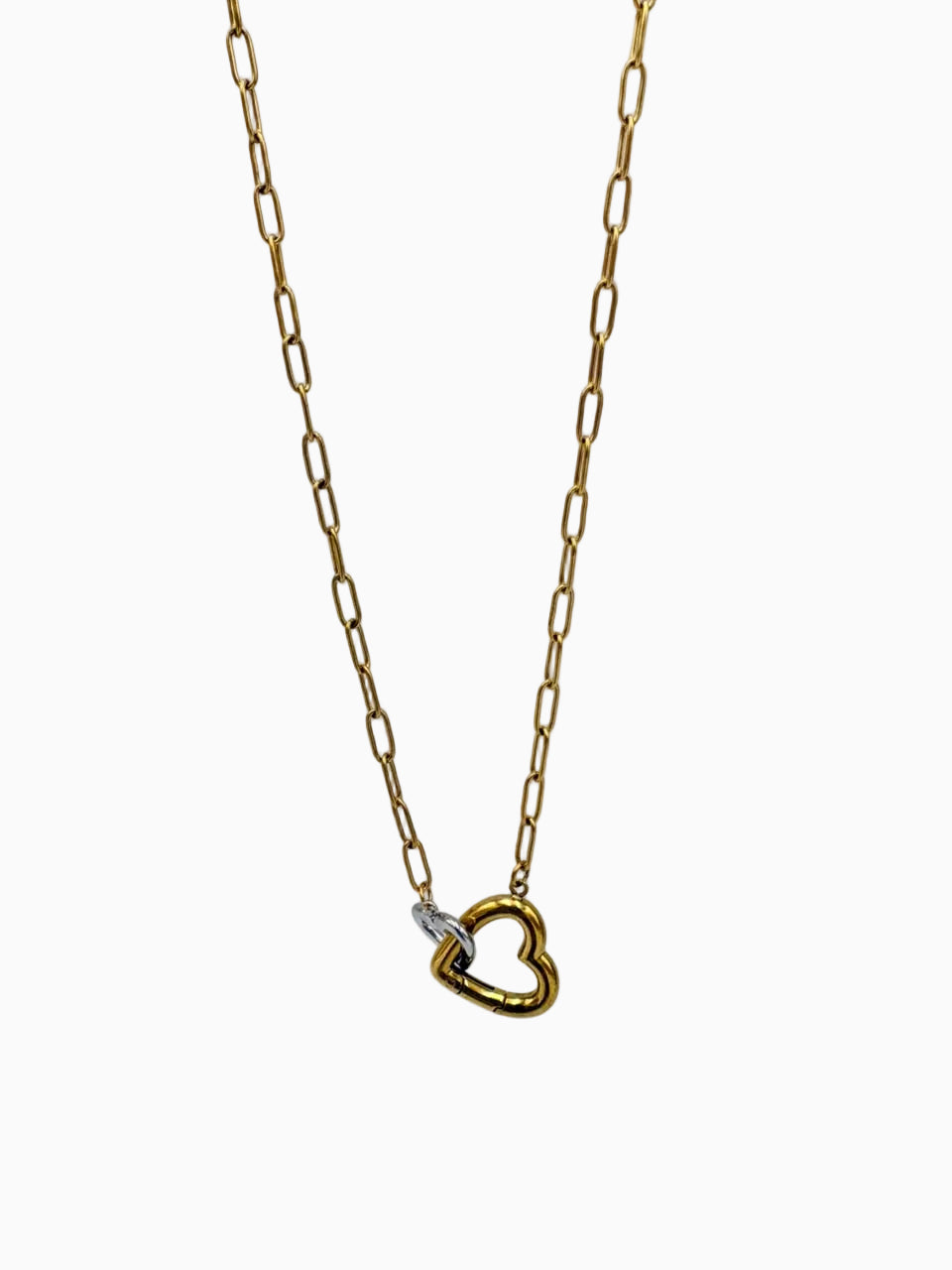 Collar dorado con dije de corazones bicolor CO1989G44
